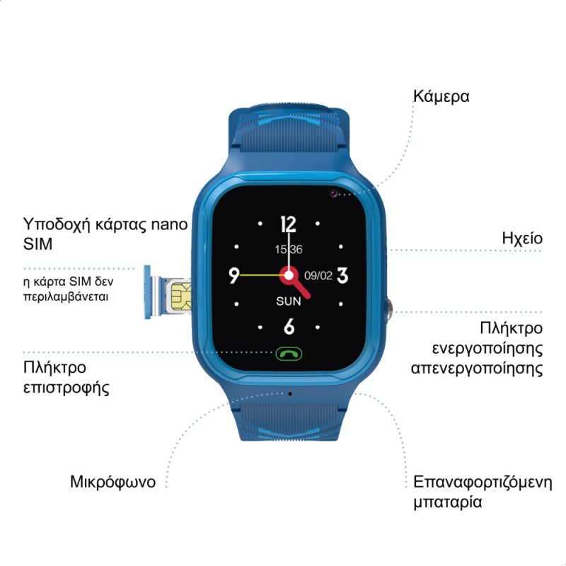 Zazu Fun Smartwatch 4G/GPS - Μπλε